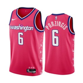 Maillot NBA Washington Wizards Kristaps Porzingis 6 2022-23 City Edition fleur de cerisier rose Swingman - Homme